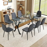 Dining Set Glass Table with Dark Gray Chairs Charcoal - Furniture Home Direct