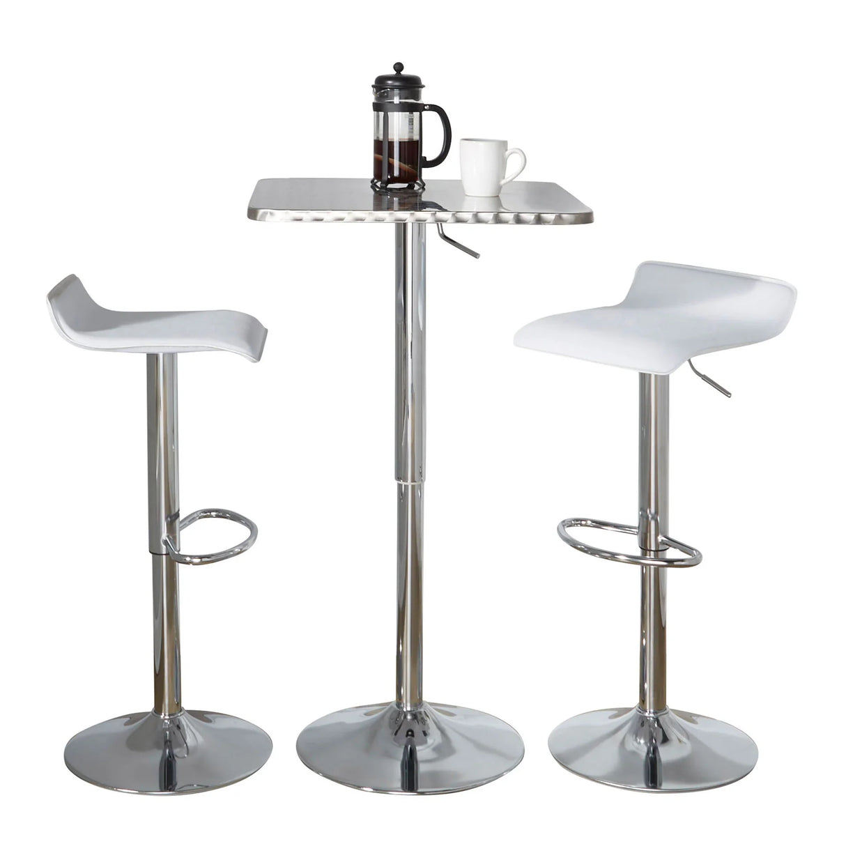 Ale - 3 Piece Bar Set Bistro Square Contemporary Adjustable Oval Footrest - Furniture Home Direct