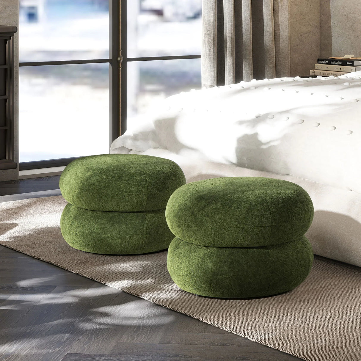 Nest - Low Round Upholstered Ottoman - Furniture Home Direct
