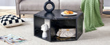Coffee Table Hexagonal Textured Marble Look Accent Black - Furniture Home Direct