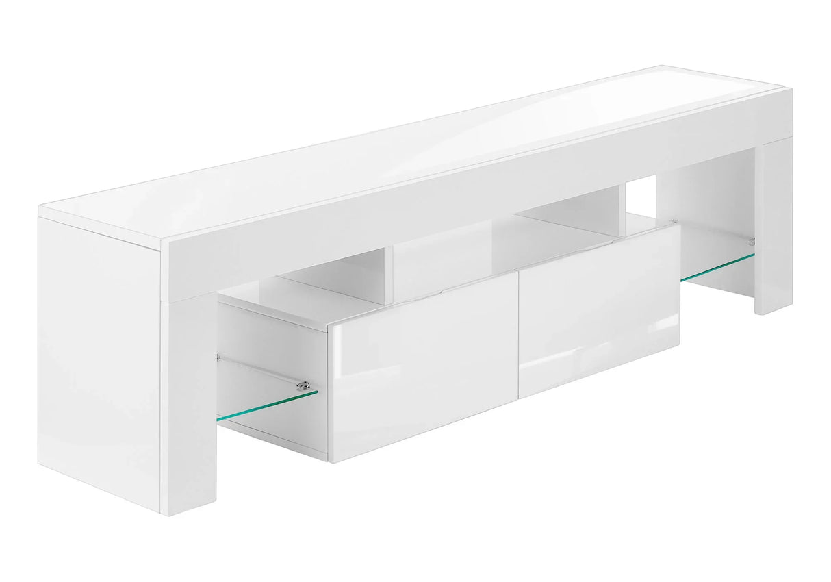 TV Stand, Console, Media Entertainment Center, Storage Cabinet, Glossy Contemporary & Modern - White - Furniture Home Direct