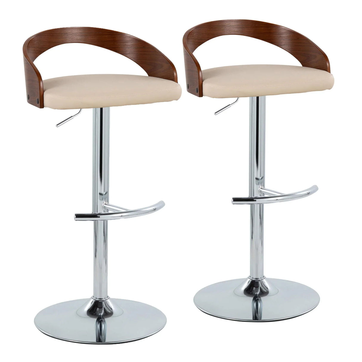 Grotto - Contemporary Adjustable Barstool & Swivel With Rounded T Footrest (Set of 2) - Furniture Home Direct