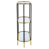3 Tier Metal Console Table, Mirrored Shelf - Golden Black - Furniture Home Direct