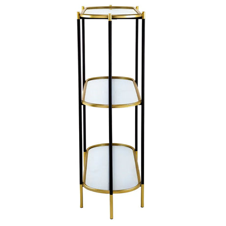 3 Tier Metal Console Table, Mirrored Shelf - Golden Black - Furniture Home Direct