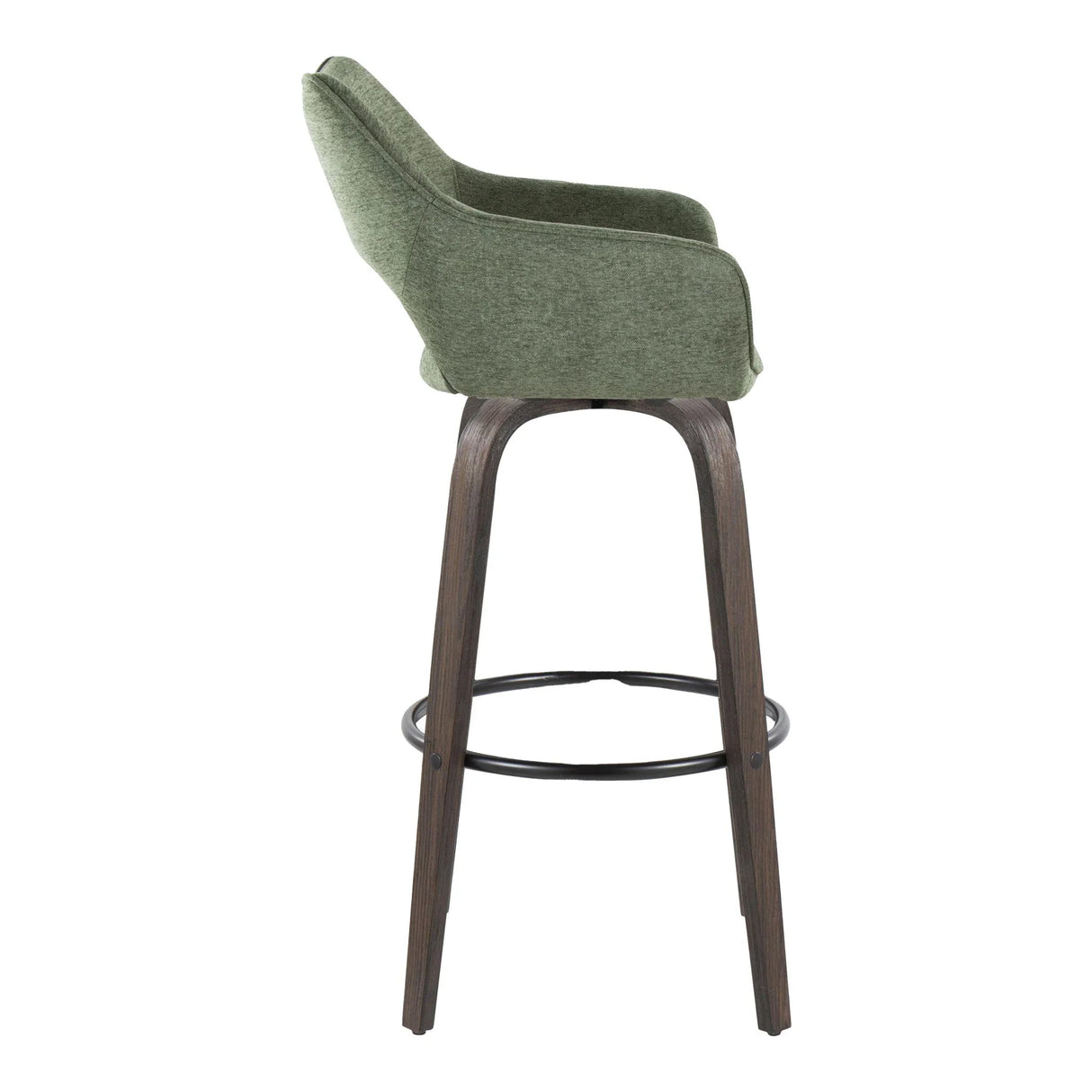 Mustang - Contemporary Fixed Height Barstool With Swivel With Round Footrest (Set of 2) - Furniture Home Direct