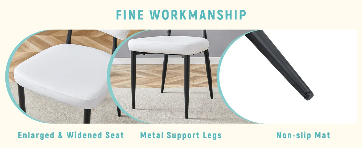 Dining Chairs Set Of 4 Modern Upholstered Metal Legs White - Furniture Home Direct