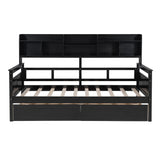 Daybed, Wood Slat Support, With Bedside Shelves And Two Drawers - Furniture Home Direct