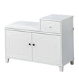 Shoe Storage Bench Cabinet With Fireproof Cushion, Double Doors And Movable Drawer For Door Entrance - White - Furniture Home Direct