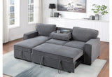 Sleeper Sectional Sofa With Chaise Corded Fabric Dark Gray - Furniture Home Direct
