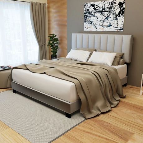 Queen Size Adjustable Headboard Upholstered Bed Frame The Combination Of Modern And Vintage Makes The Whole Visual Effect More Exquisite - Furniture Home Direct