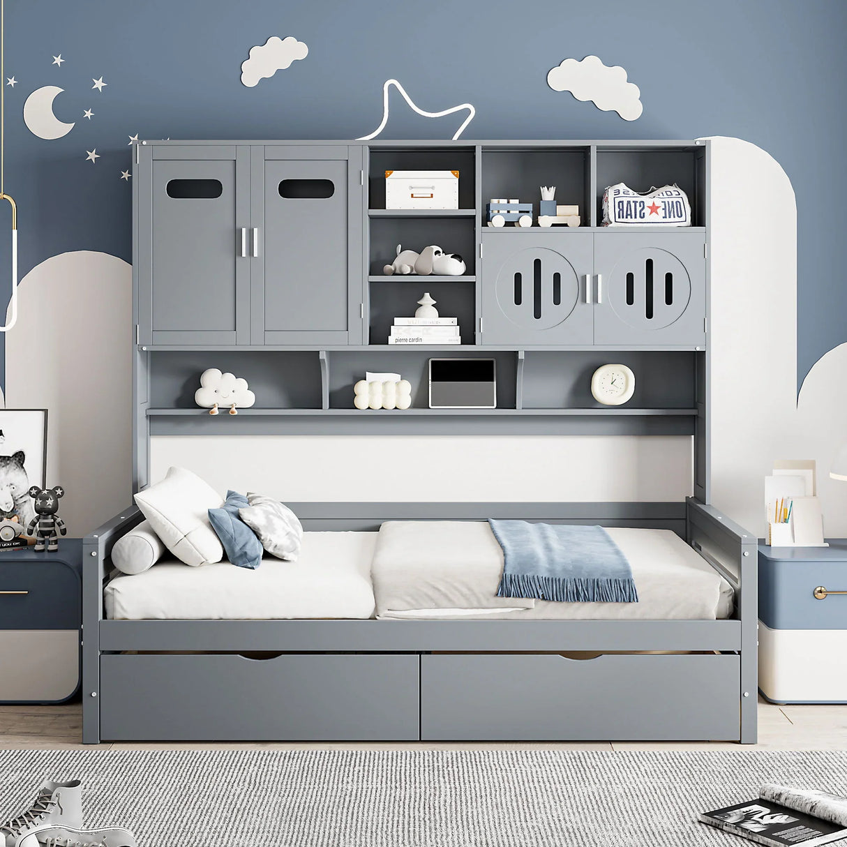 Daybed With All-In-One Cabinet And Shelf - Furniture Home Direct