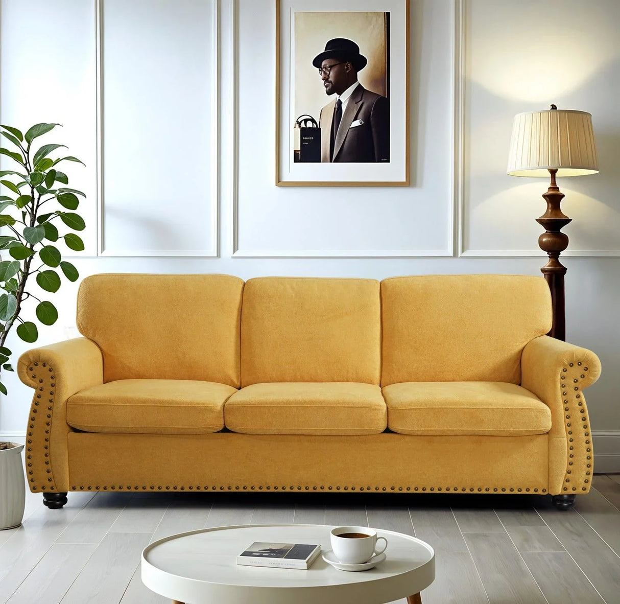 Soft Sofa, Upholstered 3 Seater Couch With High Density Foam, Loose Back Cushions And Turned Legs - Furniture Home Direct