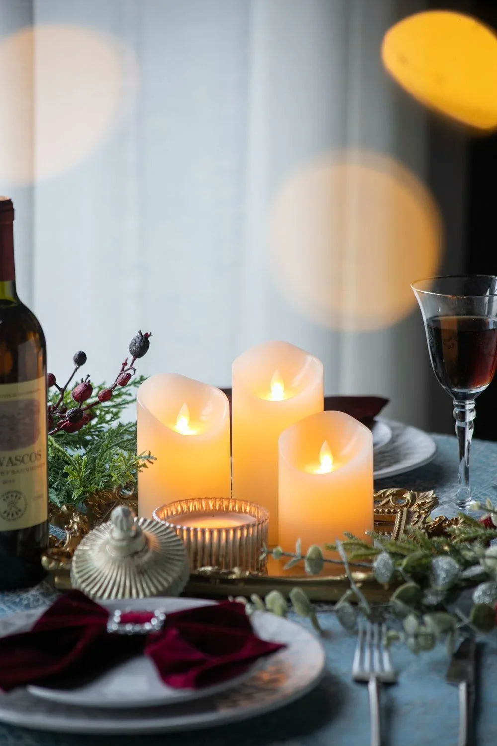Flickering LED Candles With Remote Timer (Set of 3) - Ivory - Furniture Home Direct