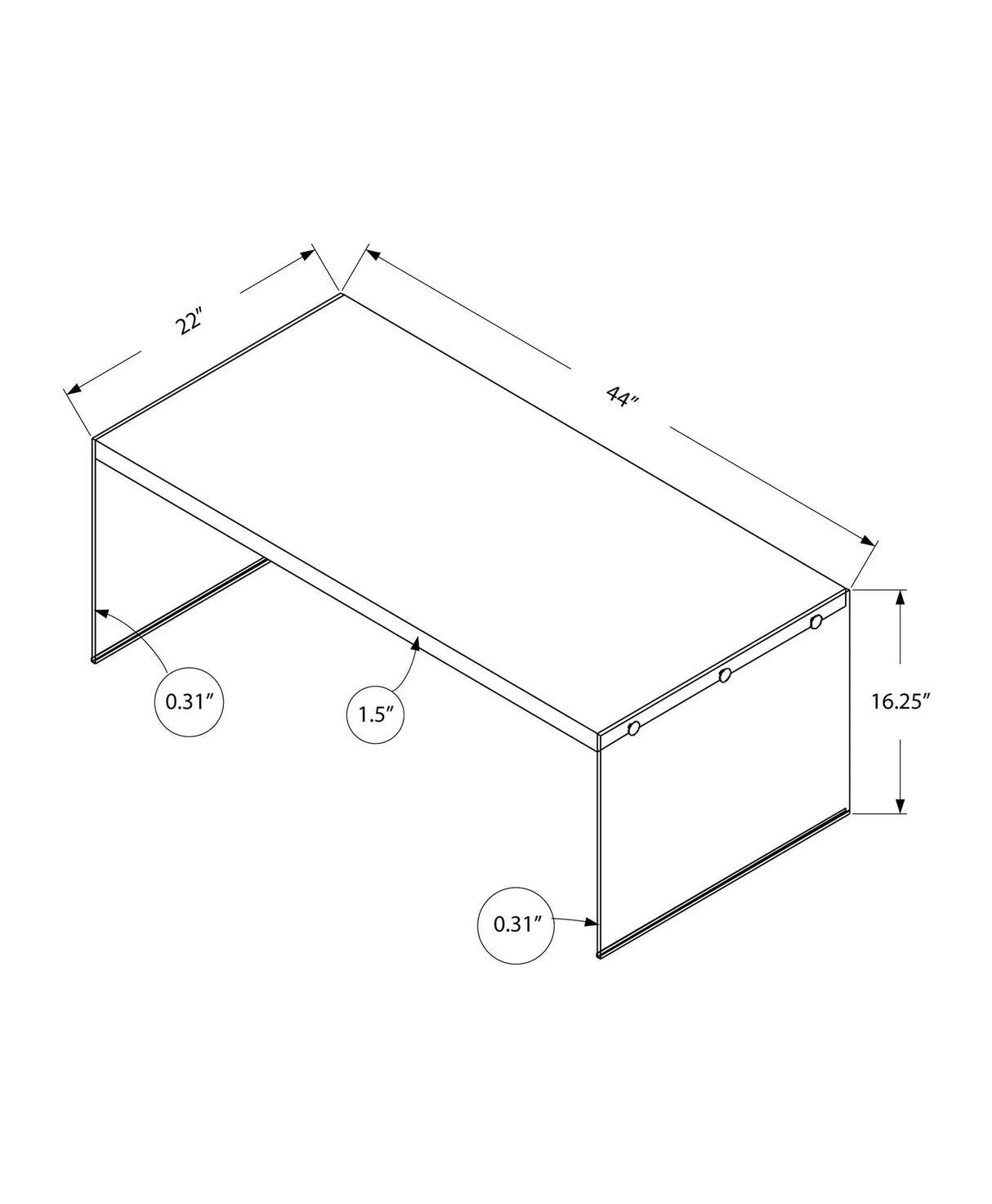 Coffee Table Rectangular For Living Room Clear Tempered Glass - Furniture Home Direct