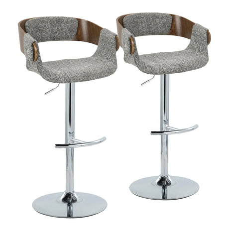 Elisa - Mid Century Modern Adjustable Barstool With Swivel With Rounded T Footrest (Set of 2) - Furniture Home Direct