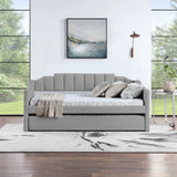 Daybed With Trundle Velvet Contemporary Twin Size Grey - Furniture Home Direct