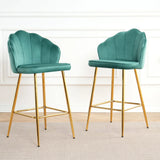 Elegant Shell Shape Velvet Bar Chair (Set of 2) - Furniture Home Direct
