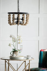 4 Light Wood Chandelier, Hanging Light Fixture With Adjustable Chain For Kitchen, Bulb Not Included - Cream - Furniture Home Direct