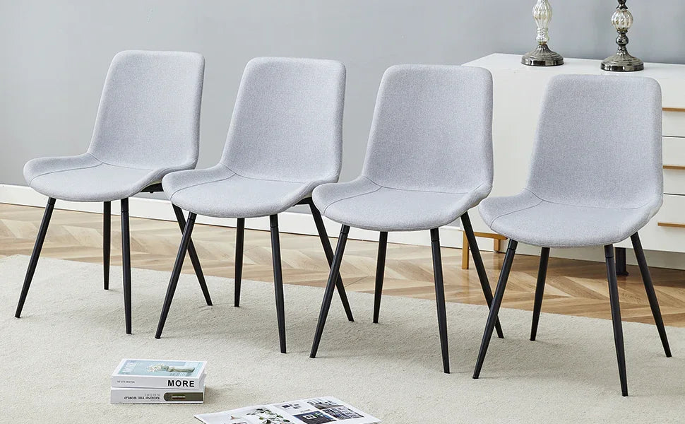 Dining Chair Set Modern Light Upholstered Fabric Chairs Gray - Furniture Home Direct