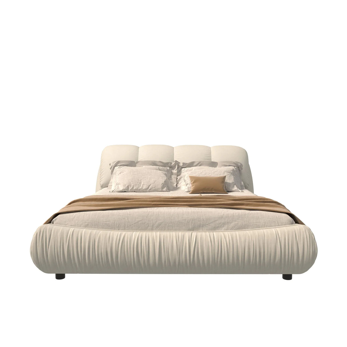 Luxury Upholstered Platform Bed With Oversized Padded Backrest And Solid Wood Frame - Furniture Home Direct