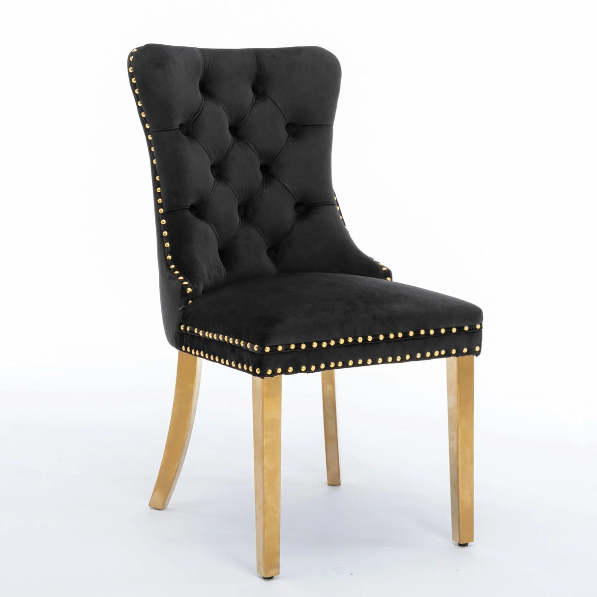 Nikki - Modern, High-End Tufted Solid Wood Contemporary Velvet Upholstered Dining Chair With Golden Stainless Steel Plating Legs, Nailhead Trim (Set of 2) - Furniture Home Direct