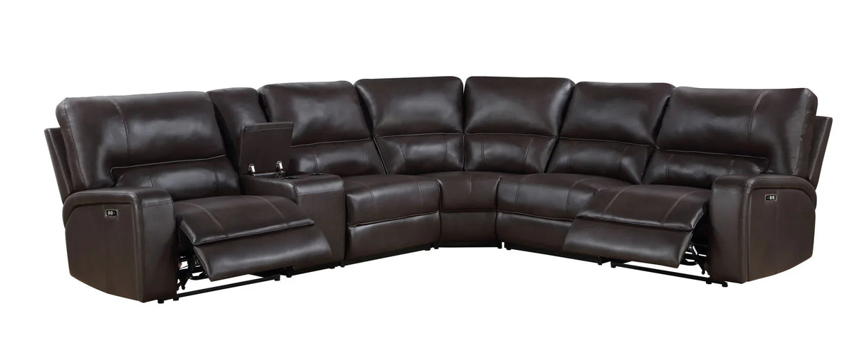 Saul - Power Recliner Sectional Sofa With USB Port Cupholder Console - Furniture Home Direct