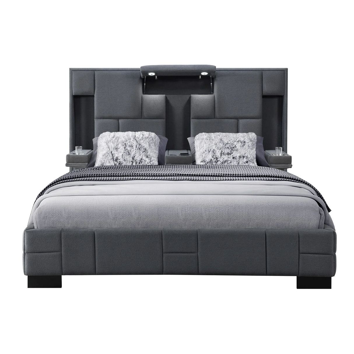 Yaris - Contemporary Bed With Wireless Charging And LED Lights - Furniture Home Direct