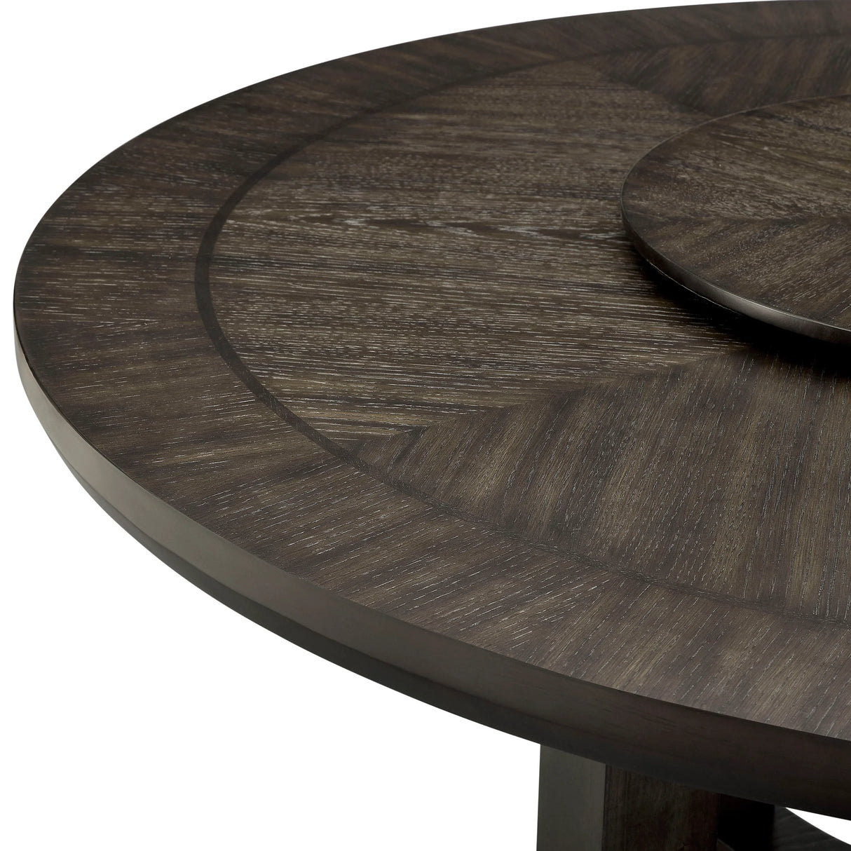 Dining Set Round Table Upholstered Chairs Seats Six Brown - Furniture Home Direct