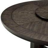 Dining Set Round Table Upholstered Chairs Seats Six Brown - Furniture Home Direct