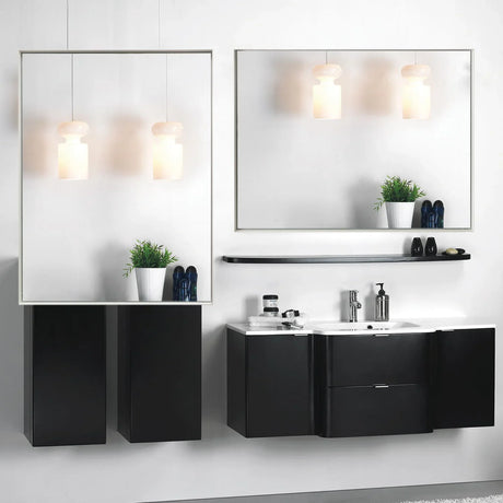 Rectangular Wall-Mounted Beveled Bathroom Mirror, Square Angle Metal Frame Wall Mounted Bathroom Mirrors For Wall (Horizontal & Vertical) - Glossy White - Furniture Home Direct