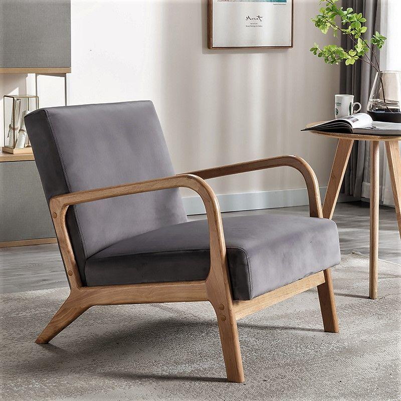 Classic Mid-Century Modern Accent Chairs, Open Framed Armchair With Cushioning - Furniture Home Direct