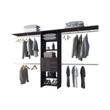 Closet System Modular with Hanging Rods Drawers Dark Brown - Furniture Home Direct