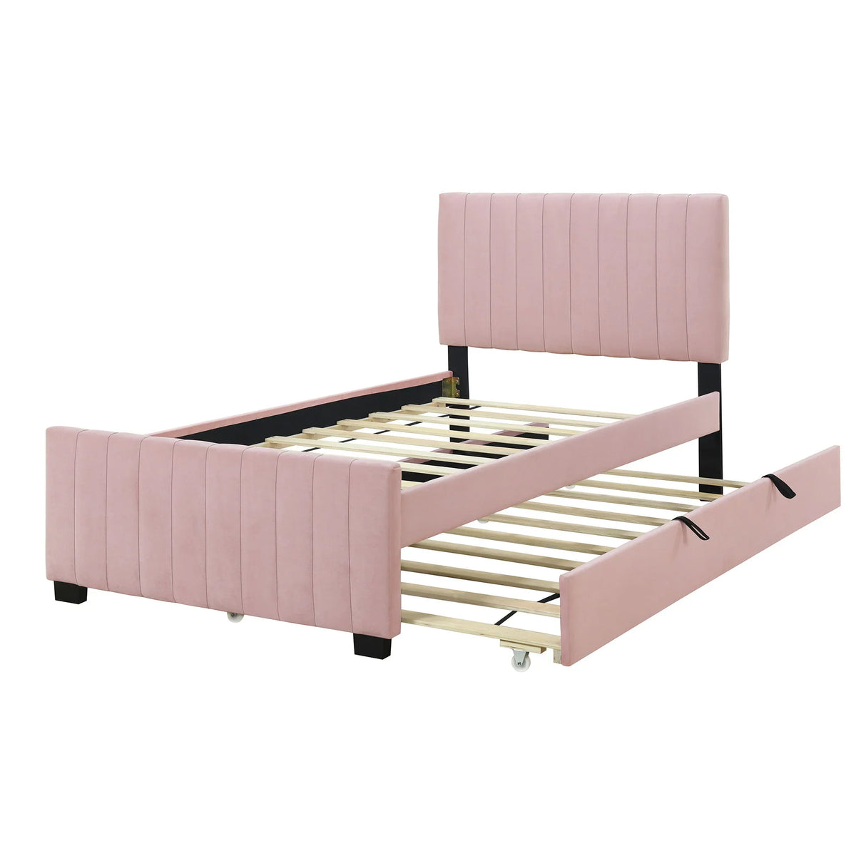 Upholstered Design Platform Bed With Trundle - Furniture Home Direct