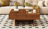 Coffee Table With Storage Drawers And Glass Top Brown - Furniture Home Direct