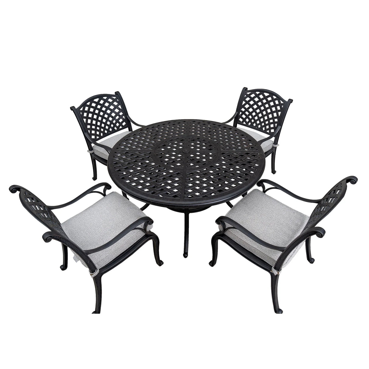 Stylish Outdoor 5 Piece Aluminum Dining Set With Cushion (4 Arm Chairs And Table) - Sandstorm - Furniture Home Direct