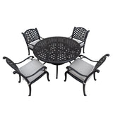 Stylish Outdoor 5 Piece Aluminum Dining Set With Cushion (4 Arm Chairs And Table) - Sandstorm - Furniture Home Direct