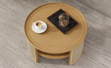 Round Coffee Table With Storage Caned Sides Natural - Furniture Home Direct