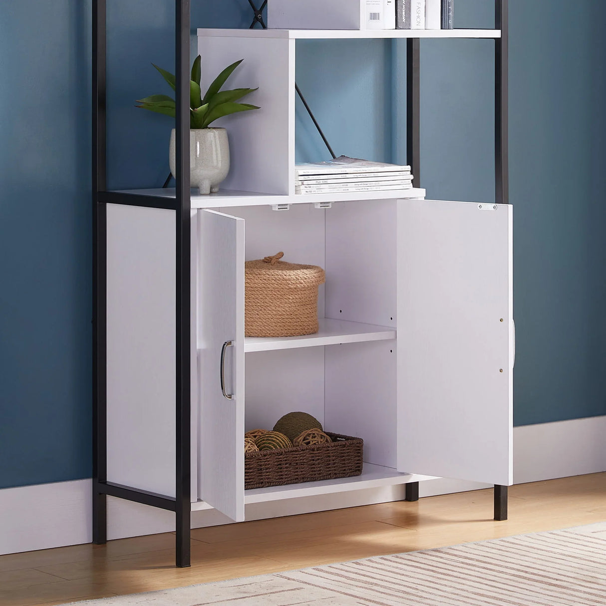 Modern Bookcase With Two Door Storage Cabinet With Two Shelves - Furniture Home Direct