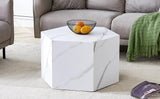 Coffee Table Marble-Effect Cube Geometric Design White - Furniture Home Direct