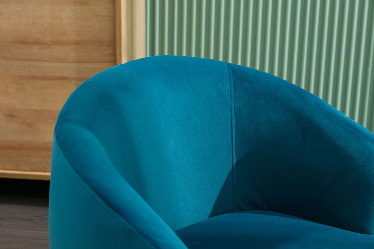 Velvet Fabric Swivel Accent Armchair Barrel Chair With Powder Coating Metal Ring - Furniture Home Direct