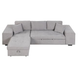 Pull Out Sleeper Sofa Reversible L-Shape 3 Seat Sectional Couch With Storage Chaise And 2 Stools For Living Room Furniture Set - Gray - Furniture Home Direct