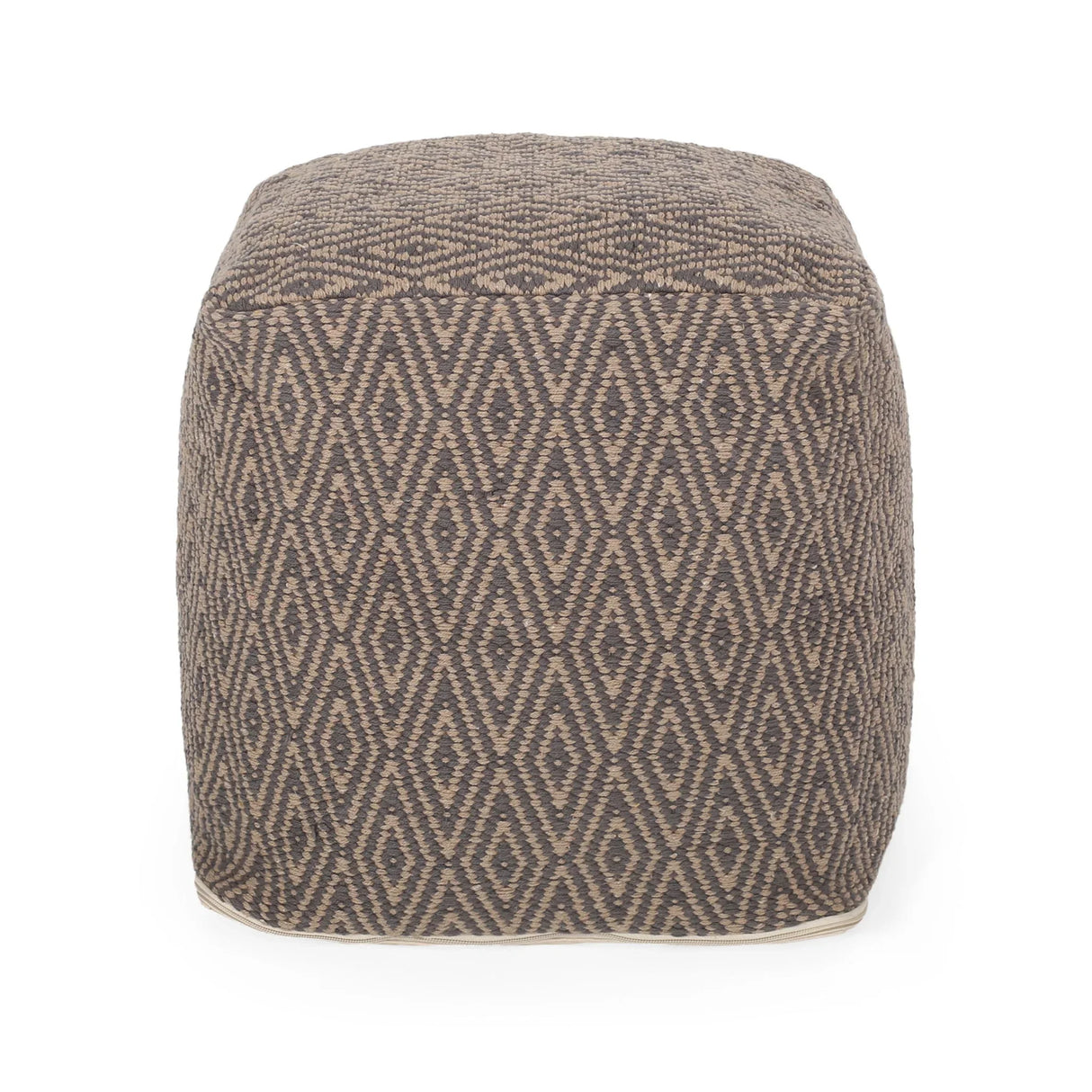 Amuleto - Hand Loomed Cotton Pouf - Dark Gray / Brown - Furniture Home Direct
