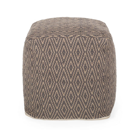 Amuleto - Hand Loomed Cotton Pouf - Dark Gray / Brown - Furniture Home Direct