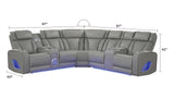 Fortuner Modern Power Reclining Sectional with Bluetooth and LED - Gray - Furniture Home Direct