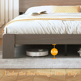 King Size Platform Bed Frame With Storage LED Light Headboard And Usb, Noise Free - Dark Gray - Furniture Home Direct