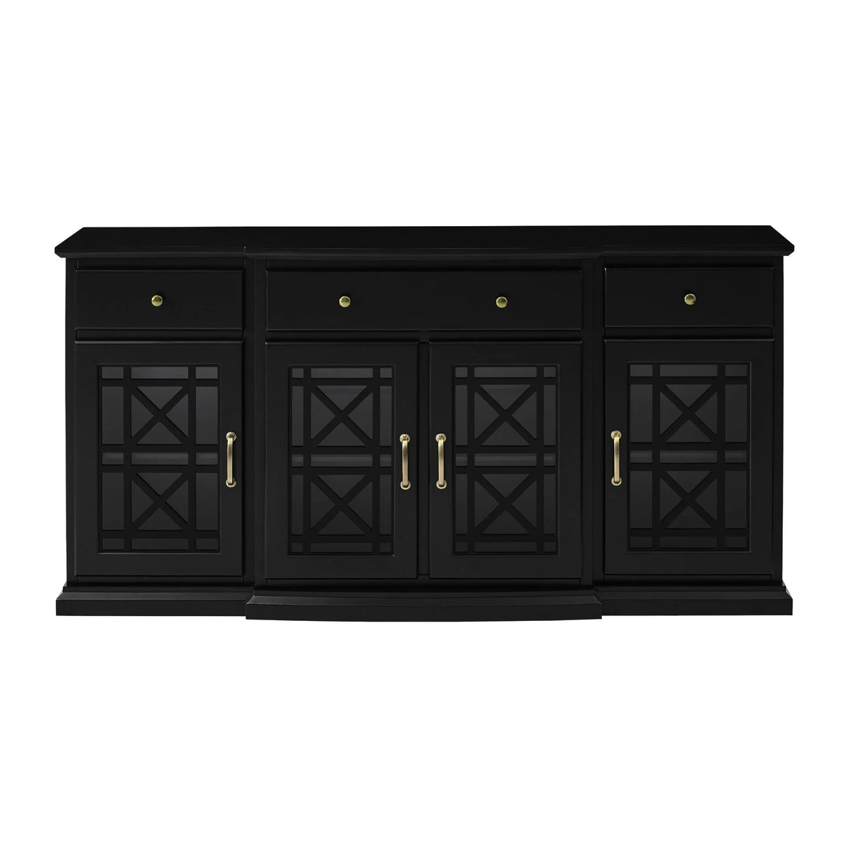 Classic Fretwork Detailed Glass Door Sideboard - Furniture Home Direct