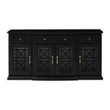 Classic Fretwork Detailed Glass Door Sideboard - Furniture Home Direct