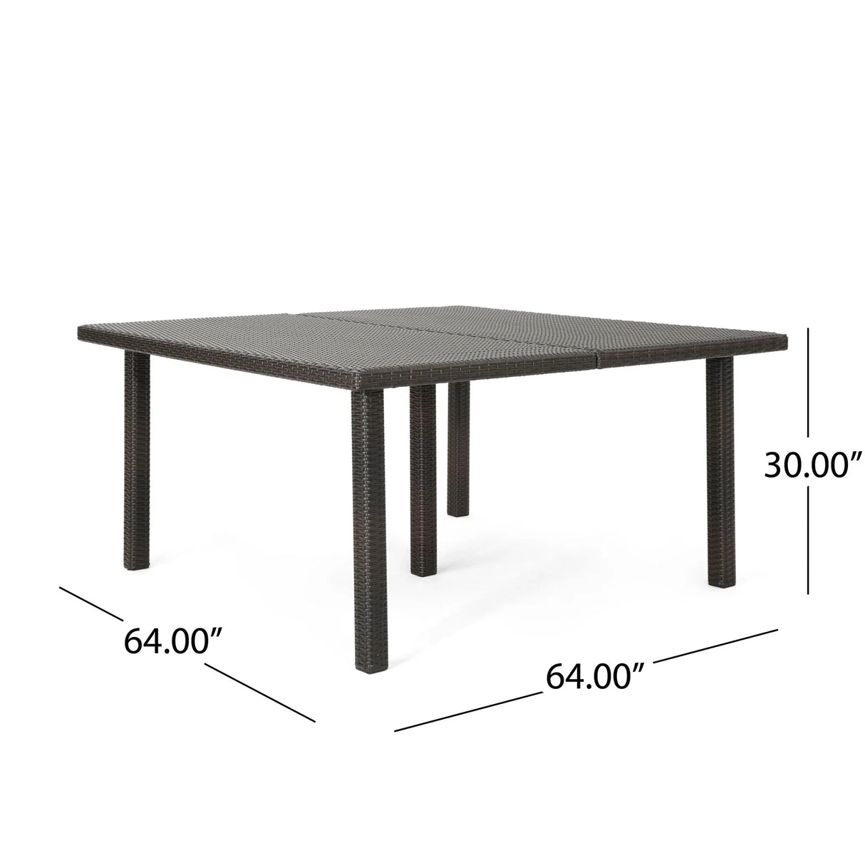 Outdoor Square Rattan Wicker Dining Table - Brown