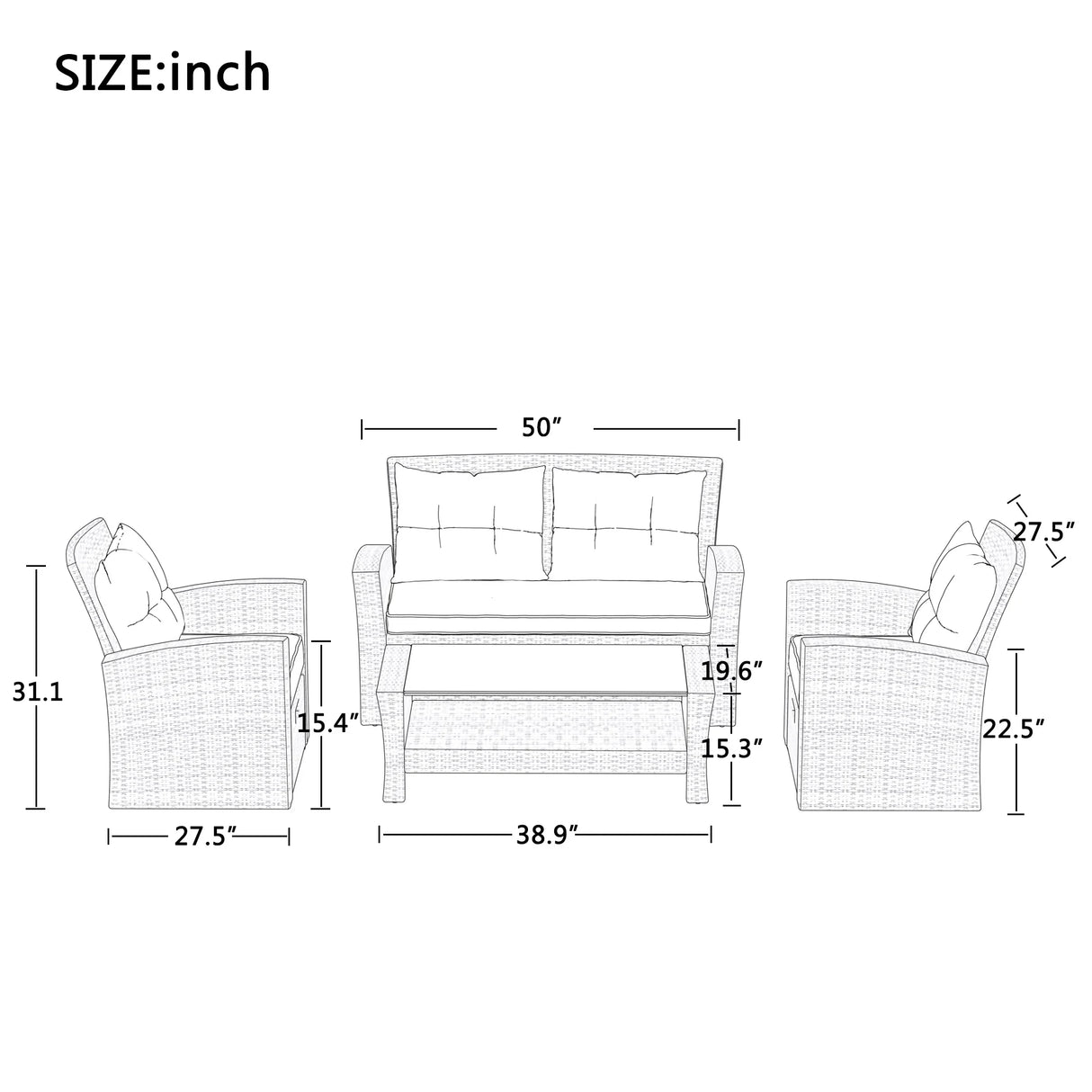 6 PC Outdoor Patio Set - Furniture Home Direct