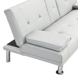 Sleeper Sofa with Armrest and Two Cup Holders - White - Furniture Home Direct